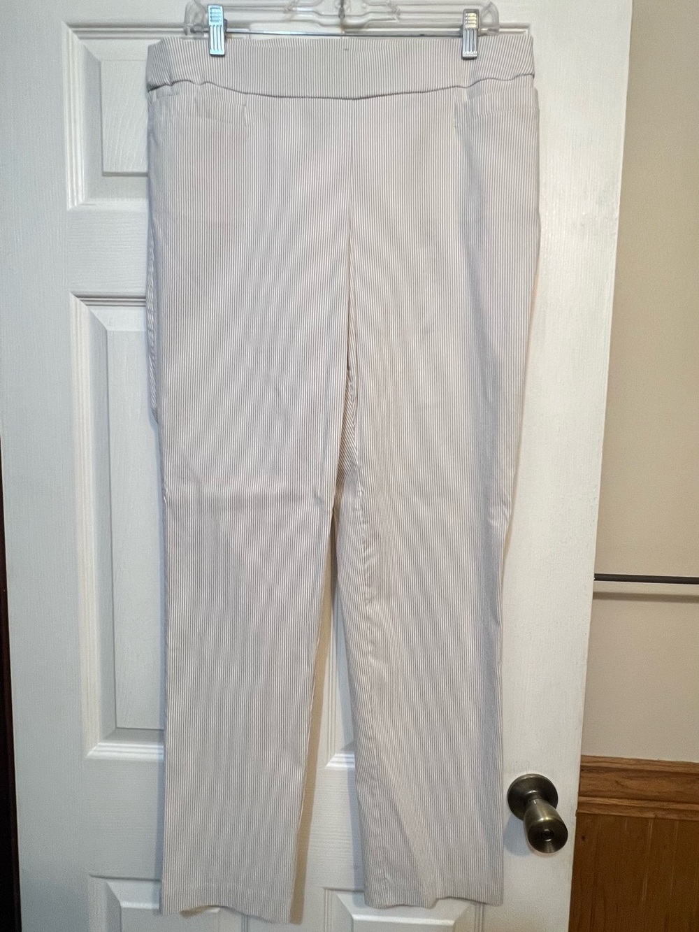Liz Claiborne Cream and White Striped pants